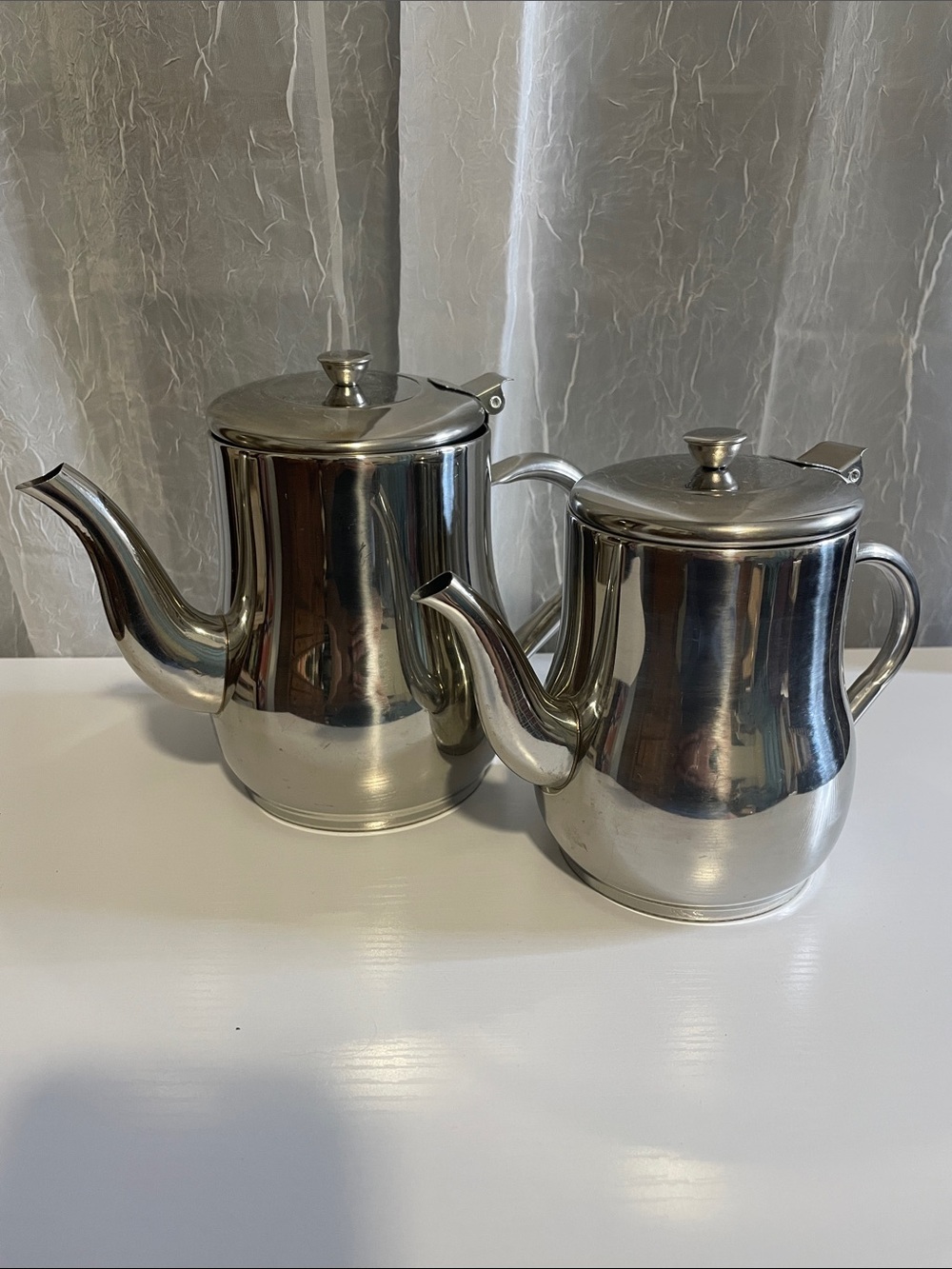 Stainless Steel Coffee & Tea Pot Set - Silver Finish
